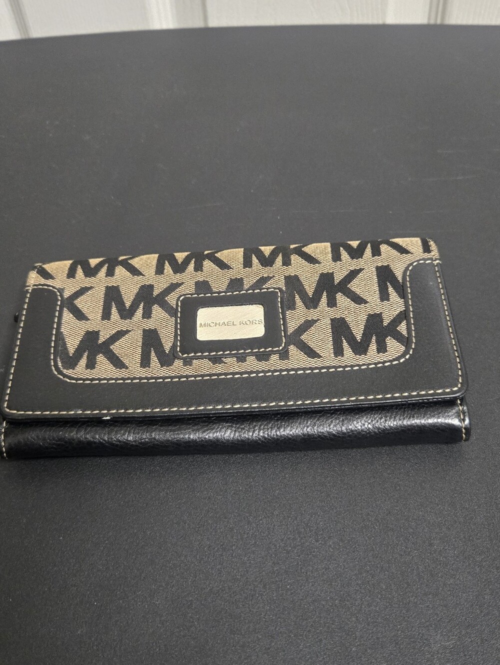 Michael Kors Black & Brown MK Signature Continental Wallet